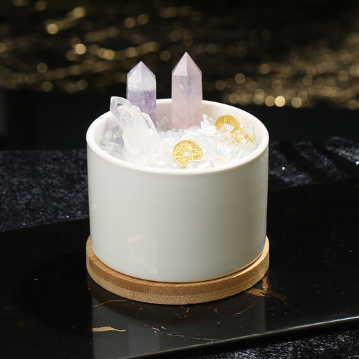 【祈愿吉品】「财智宝盆」2026马年白水晶簇能量柱 商品图3