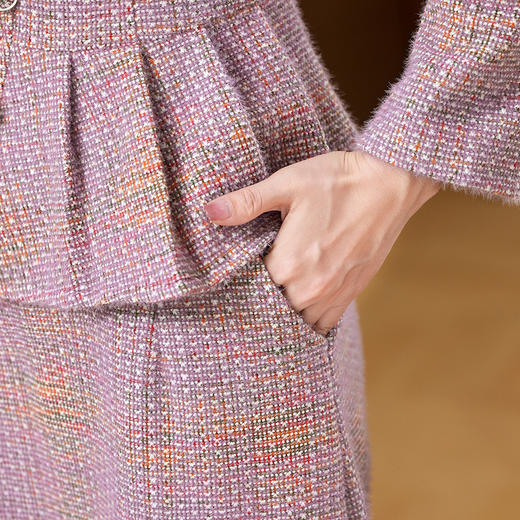 XK 92537小香风妈妈装仿水貂绒连衣裙两件套阔太太裙 商品图3