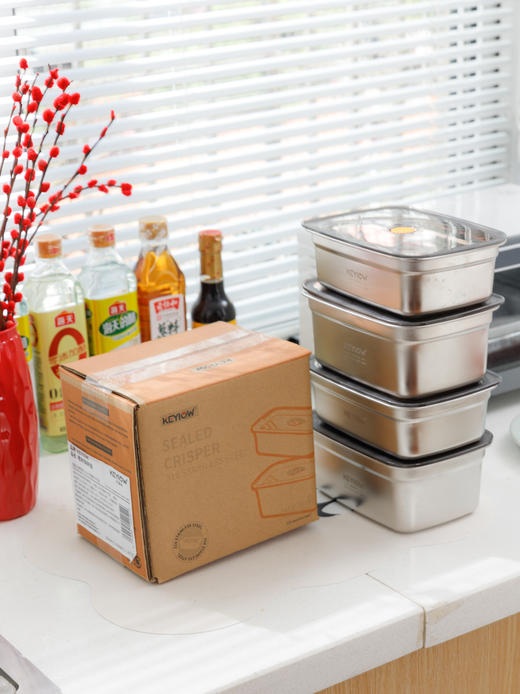 KEYIOW保鲜便当盒4件套，亚马逊同款，真空保鲜盒，超长保鲜！ 商品图1