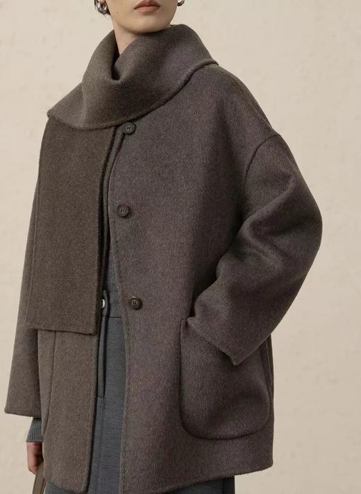 现货秒发~附围巾羊绒羊毛廓形大衣 商品图2