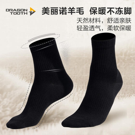 【龙牙上新】龙牙基础款美丽诺羊毛中筒袜 商品图1