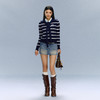 Ariseism 美式复古设计感海军风条纹针织衫女秋冬新款修身上衣 商品缩略图3