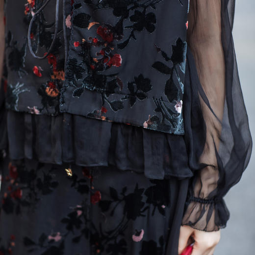 【林栖设计小店】真丝衫植绒提花设计感新中式宽松2026早春新款开衫上衣女1961124 商品图2