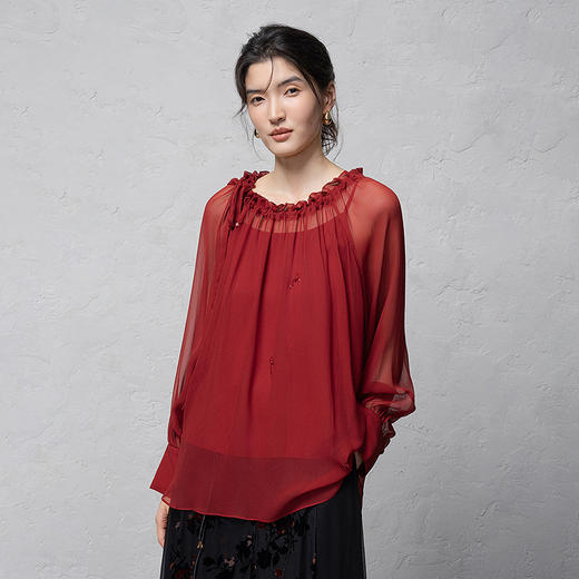 【林栖设计小店】【手工钉珠】桑蚕丝衬衫两件套2026早春新款花仙子真丝衫1961079 商品图5