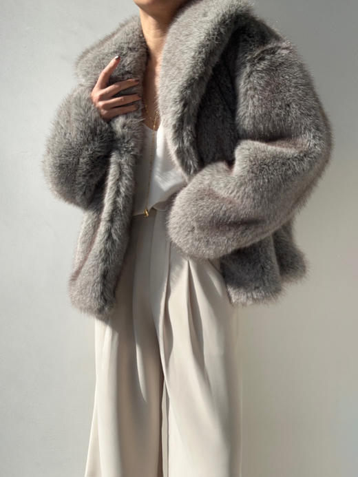 Running Closet｜仿貂毛外套 [ 灰 仿皮草 ] 【LCM】 商品图1