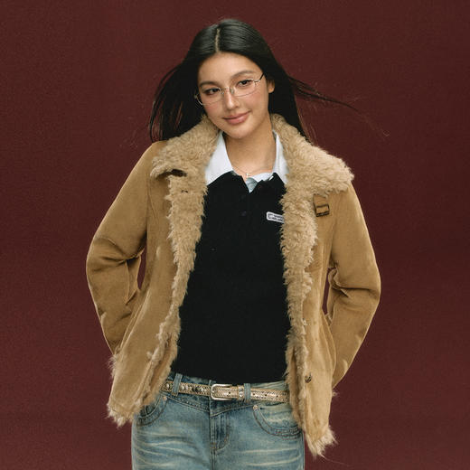 Ariseism 美式复古设计感皮毛一体短外套女秋冬新款 商品图1