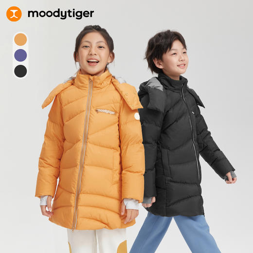 moodytiger儿童羽绒服冬三层护暖防风无氟拒水中长款44510702-DR 商品图0