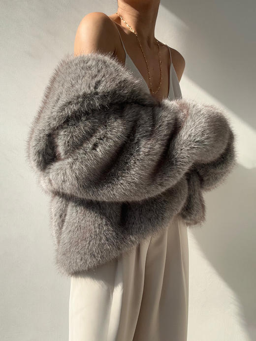 Running Closet｜仿貂毛外套 [ 灰 仿皮草 ] 【LCM】 商品图6