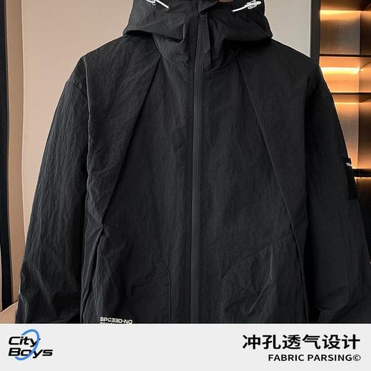 回力户外防水防风带帽冲锋夹克男2025秋季新款宽松尼龙通勤外套潮 商品图2