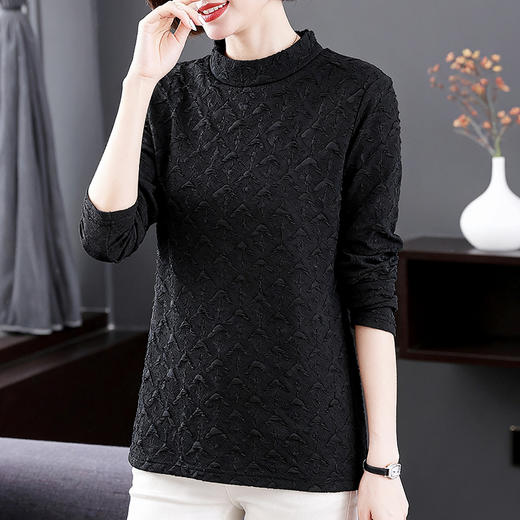 半高领打底衫女内搭黑色上衣2025新款爆款女装漂亮减龄长袖t恤秋 商品图4