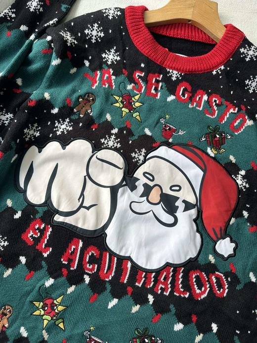 贝壳三 氛围感圆领提花针织衫女圣诞节卡通套头打底毛衣C120530 商品图7