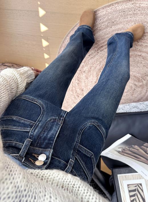 四季款升级两粒扣高腰360°四面超弹土耳其微喇牛仔裤 商品图14