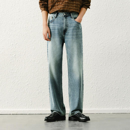 森柔|森马牛仔裤男款春季复古水洗宽松直筒长裤时尚流行潮搭裤子 商品图2