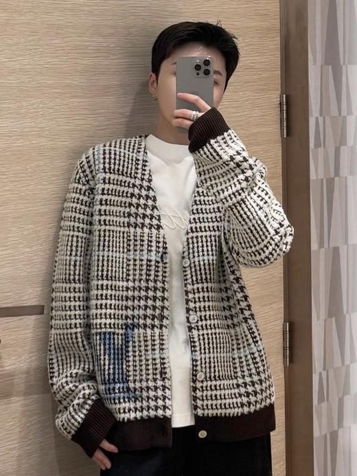 驴家  25FW 字母logo提花格纹针织开衫（DY） 商品图6