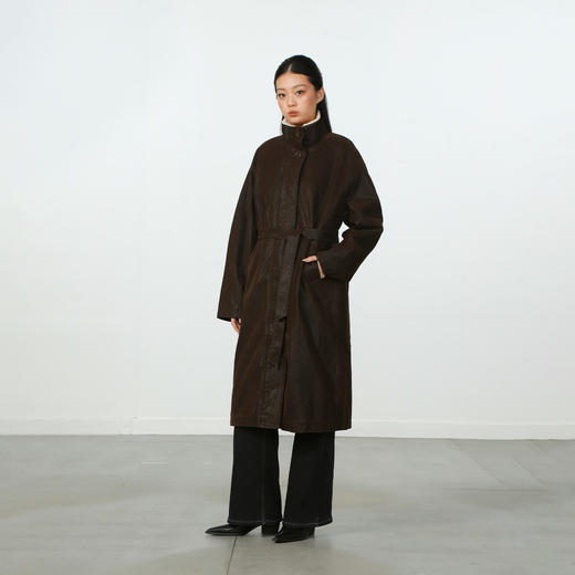 气质风极简磨砂皮加绒长外套-纪念日百货门店同款167945401 商品图3