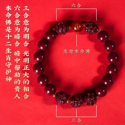 朱砂三合生肖手串tai岁本命日常佩戴佳品 商品图1