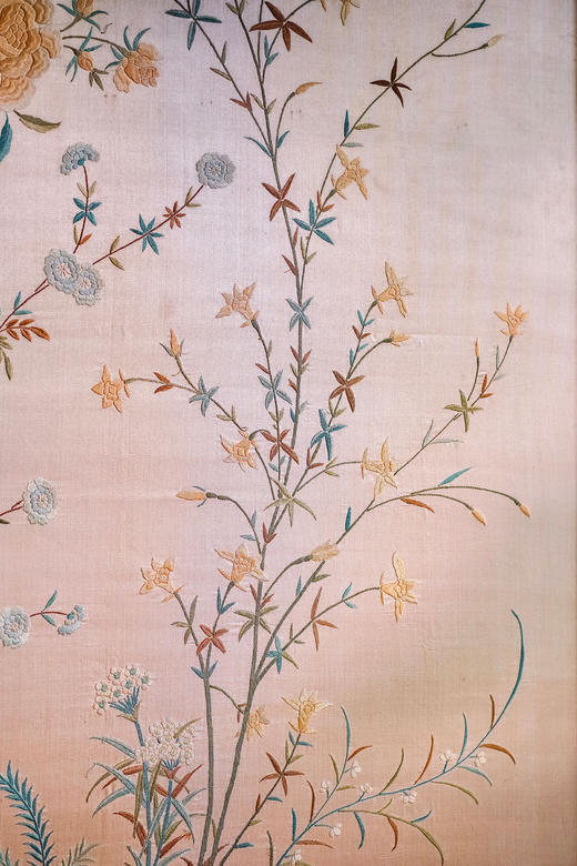 独角鹿西洋古董1920年代中国出品「锦上添花」传统东方花鸟主题大型粤绣挂屏 商品图5