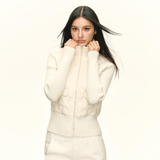 Ariseism 美式复古设计感针织拼接立领轻薄羽绒服女冬季新款外套 商品图1