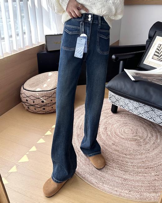 四季款升级两粒扣高腰360°四面超弹土耳其微喇牛仔裤 商品图4