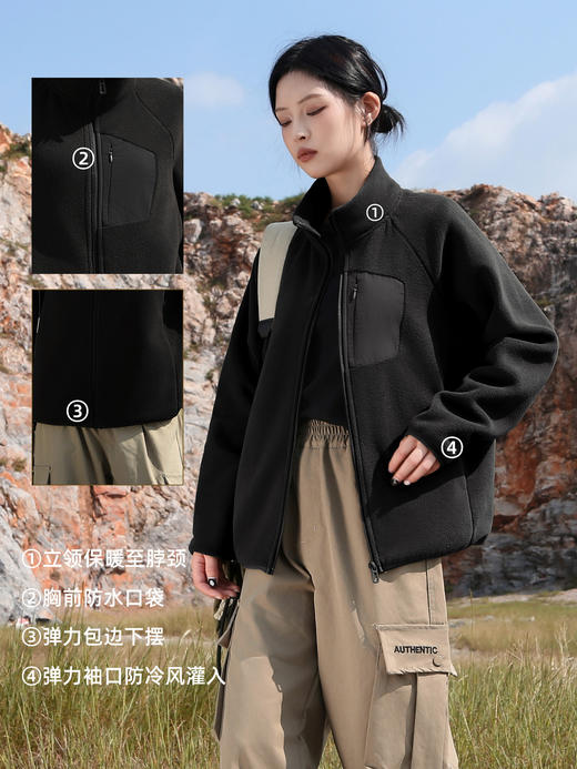 【特价79元】男女新款户外运动立领保暖休闲百搭开衫抓绒上衣 摇粒绒外套秋冬季 商品图3