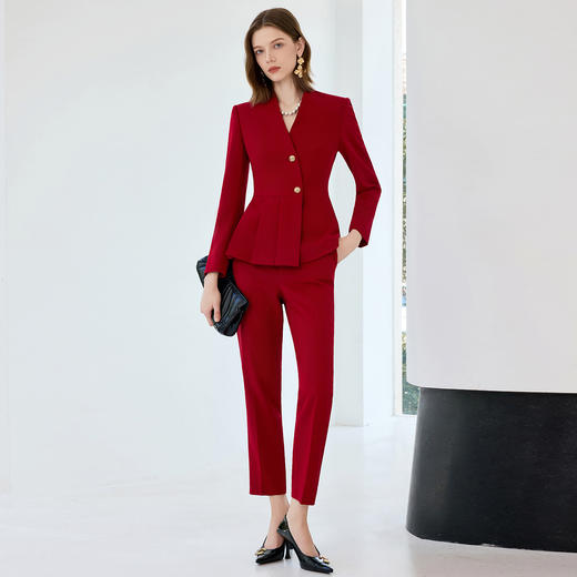 IWY/红色职业西装套装女秋季修身显瘦高级感职场通勤正装工作服25CP830 商品图5