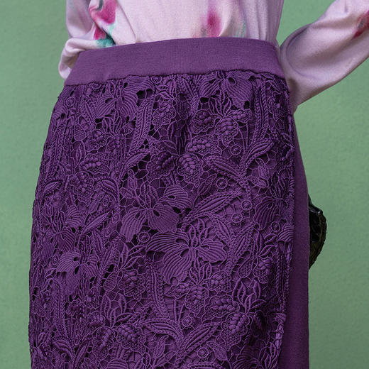 【林栖设计小店】（预售12月28日发货）立体绣花紫毛织外套镂空复古优雅2026早春新款长袖上衣女T1961308+半裙T1961309 商品图8