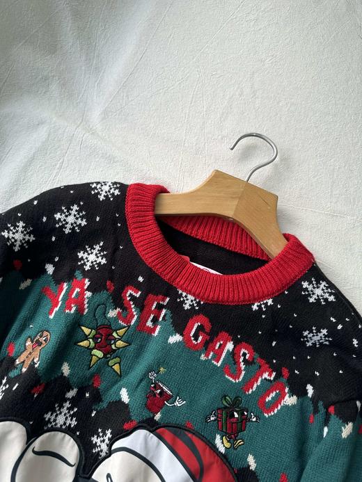 贝壳三 氛围感圆领提花针织衫女圣诞节卡通套头打底毛衣C120530 商品图4