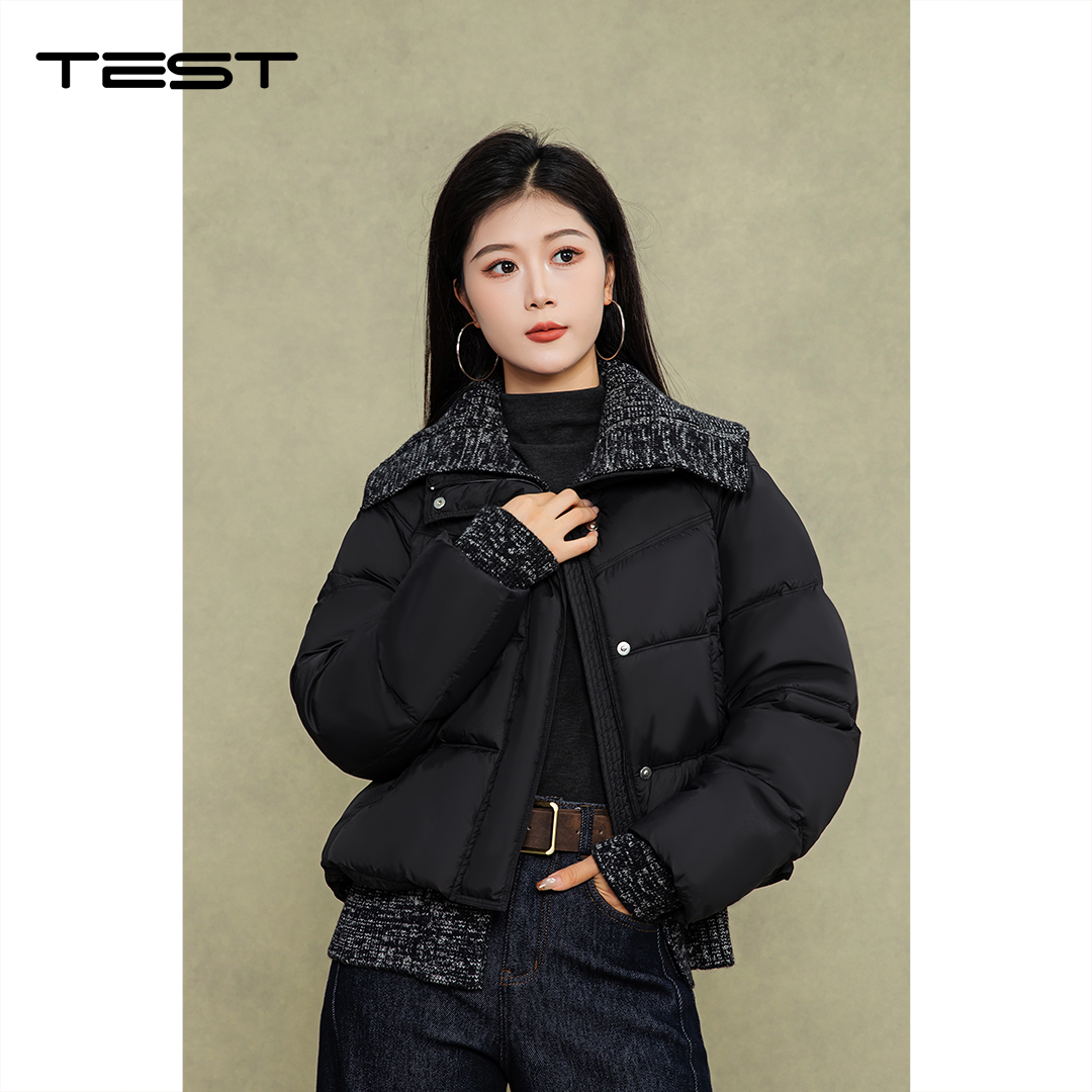 冬上新通勤显瘦保暖拼接短款棉衣2254169