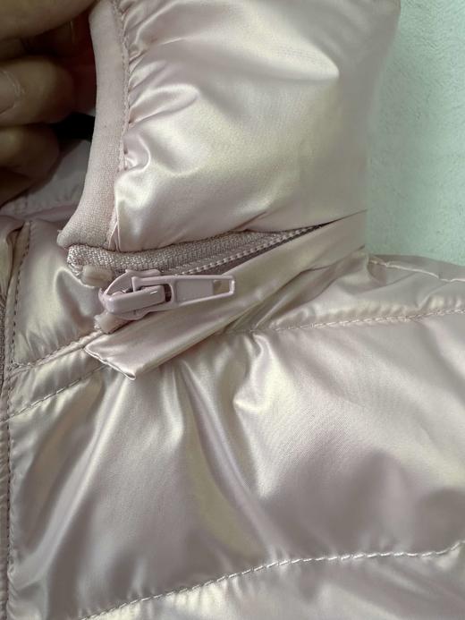 贝壳三 珠光粉色亮面儿童连帽棉服绗缝防风轻薄拉链棉衣C120527 商品图1