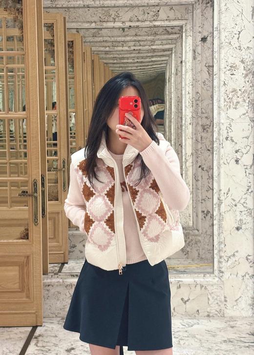 蒙口 25秋冬新款 撞色菱格纹羽绒马甲(TM) 商品图3