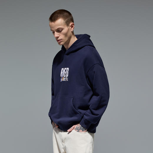 REDCHARCOAL 红炭米白色老鼠印花连帽卫衣男秋季新款美式男士上衣 商品图5