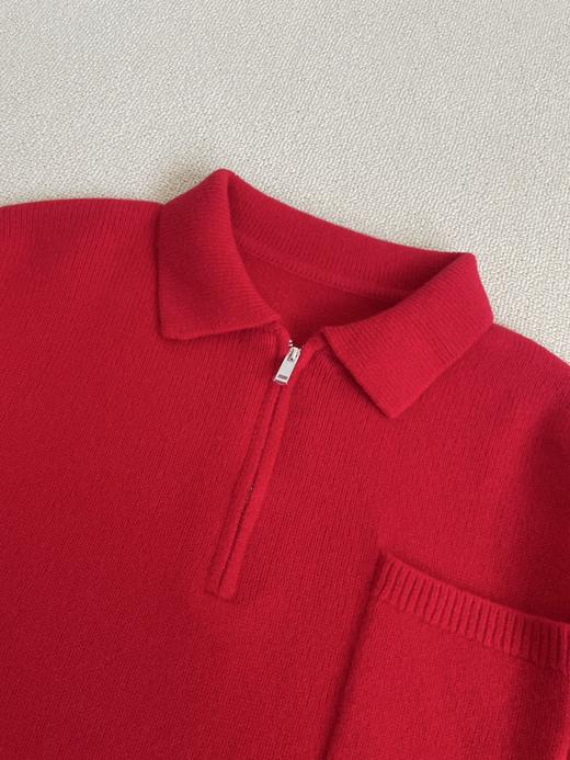 现货秒发~纯羊绒红色polo毛衣 商品图3