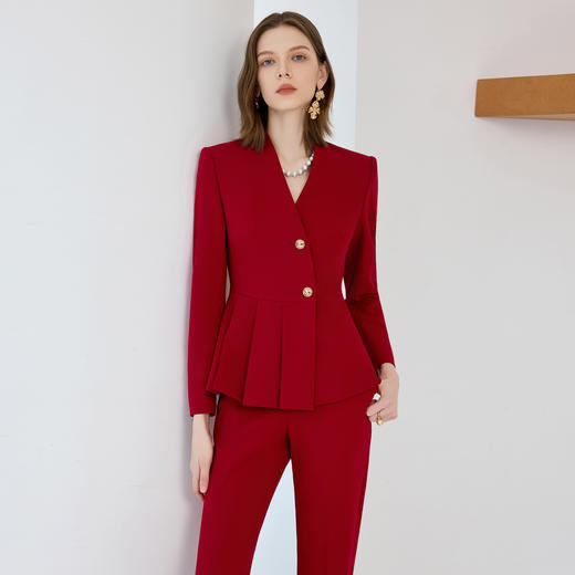 IWY/红色职业西装套装女秋季修身显瘦高级感职场通勤正装工作服25CP830 商品图1