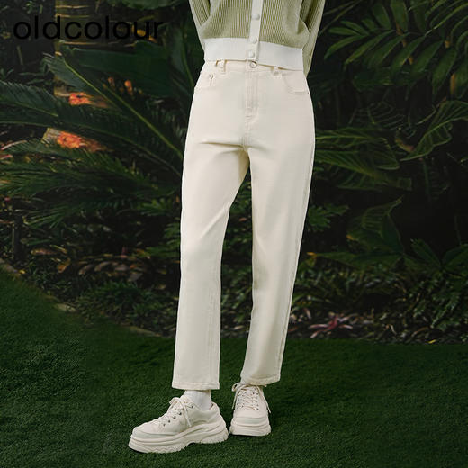 oldcolour欧珂春秋季简约休闲纯色水洗牛仔长裤女BR13112235 商品图2