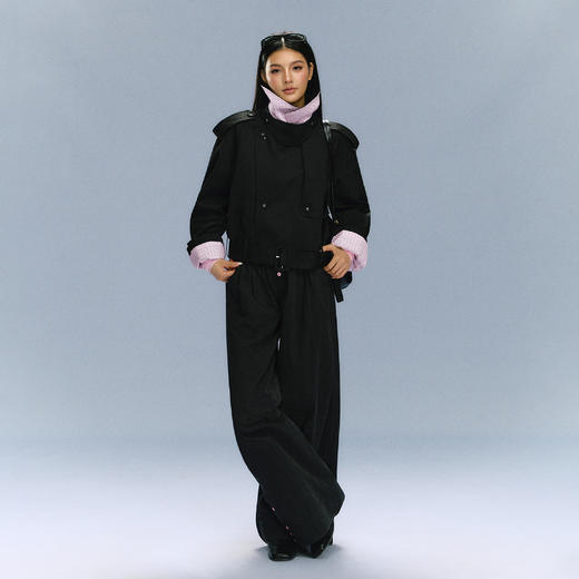 Ariseism 美式复古设计感撞色拼接短外套女秋冬新款修身上衣 商品图3