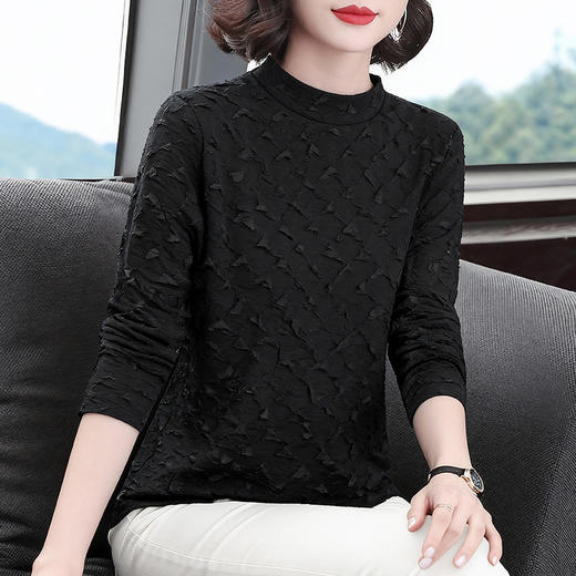 半高领打底衫女内搭黑色上衣2025新款爆款女装漂亮减龄长袖t恤秋 商品图3