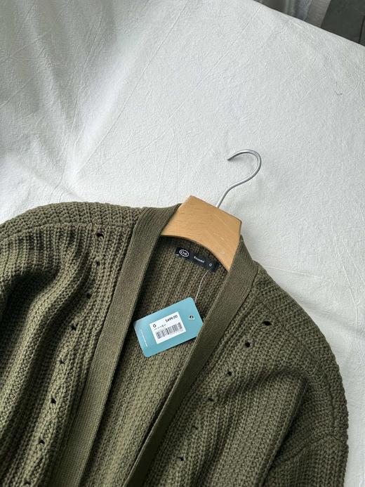 贝壳三 设计感破洞无扣针织开衫纯色宽松镂空女士毛衣外套C120531 商品图4