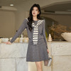 奢姿大码女装2025冬季减龄条纹披肩设计圆领两件套胖妹妹时尚套装9854991065 商品缩略图0