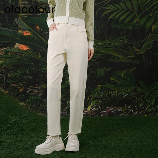 oldcolour欧珂春秋季简约休闲纯色水洗牛仔长裤女BR13112235 商品图1