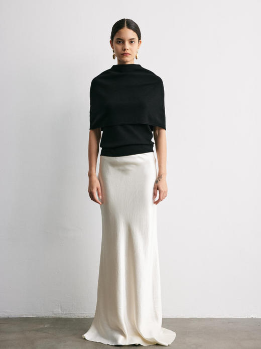 YANYI CHANG｜91910940 可脱卸袖子披肩式 套头毛衫 [ 黛墨黑 ] 多种穿法 商品图9