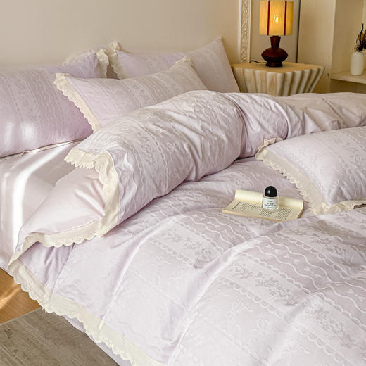 自然醒长绒棉立体提花花边款四件套-星糖物语HS 商品图6