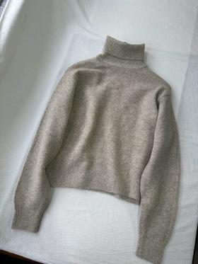 贝壳三 儿童高领翻边纯色毛衣简约百搭厚实柔软针织衫C120526