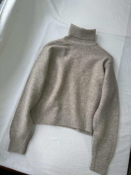 贝壳三 儿童高领翻边纯色毛衣简约百搭厚实柔软针织衫C120526 商品图0