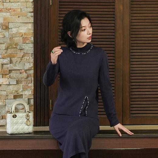 西子/【玉瑶】美利奴羊毛混纺手工钉珠针织马甲/MSTJ0723 商品图3