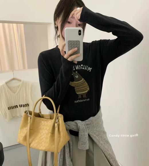 老米优品🎈3-5天。双面澳绒+萌系小熊《软萌毛线衣小熊绒绒打底tee》宅家慵懒感/出门松弛感，一件T恤全拿捏！T251205A 商品图2