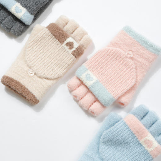 爱心针织女翻盖女半指手套-纪念日百货门店同款165295193 商品图0