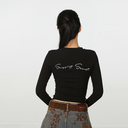 圆领基础极简磨毛字母T恤-纪念日百货门店同款168145836 商品图2