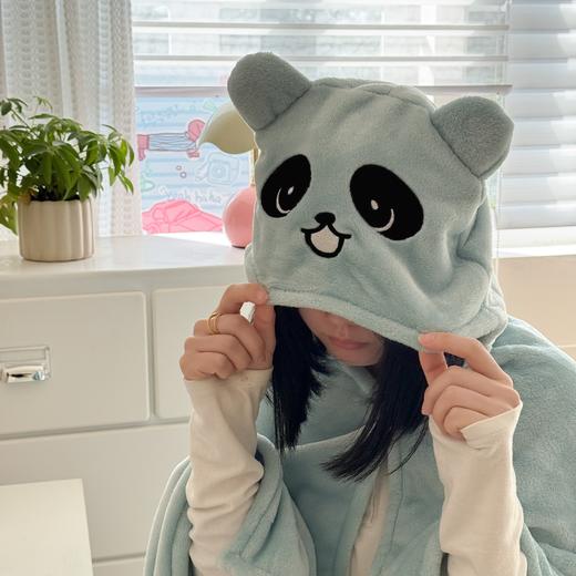 自然醒带帽披肩毯子熊猫和熊午休毯带帽毯JY 商品图9