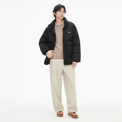 gxg.jeans男装 黑色肌理感宽松休闲短款立领羽绒服外套 25冬热卖 商品图3