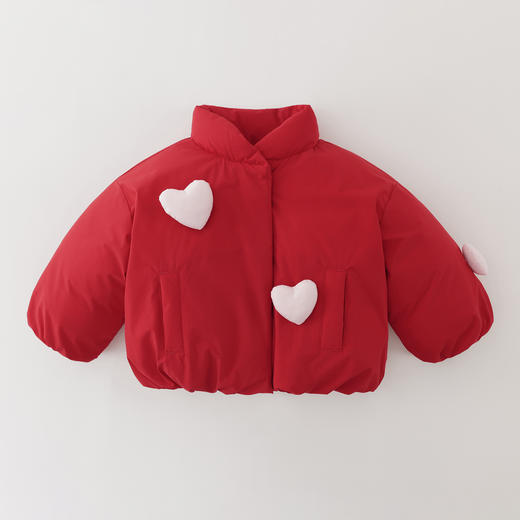 【无氟防泼水】马克珍妮女童立体爱心加厚立领羽绒服2025年冬装新款551772 商品图2